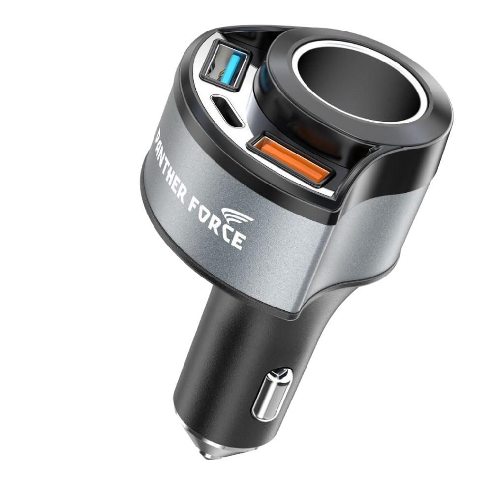 Panther Force 4 In 1 Car Charger - PF212 | Fast Charging for Multiple Devices | Dual USB Ports for iPhone, Android & More | High-Speed 4-Port Car Charger for Efficient On-the-Go Power Panther Force 4 In 1 Car Charger - PF212 | Fast Charging for Multiple Devices | Dual USB Ports for iPhone, Android & More | High-Speed 4-Port Car Charger for Efficient On-the-Go Power